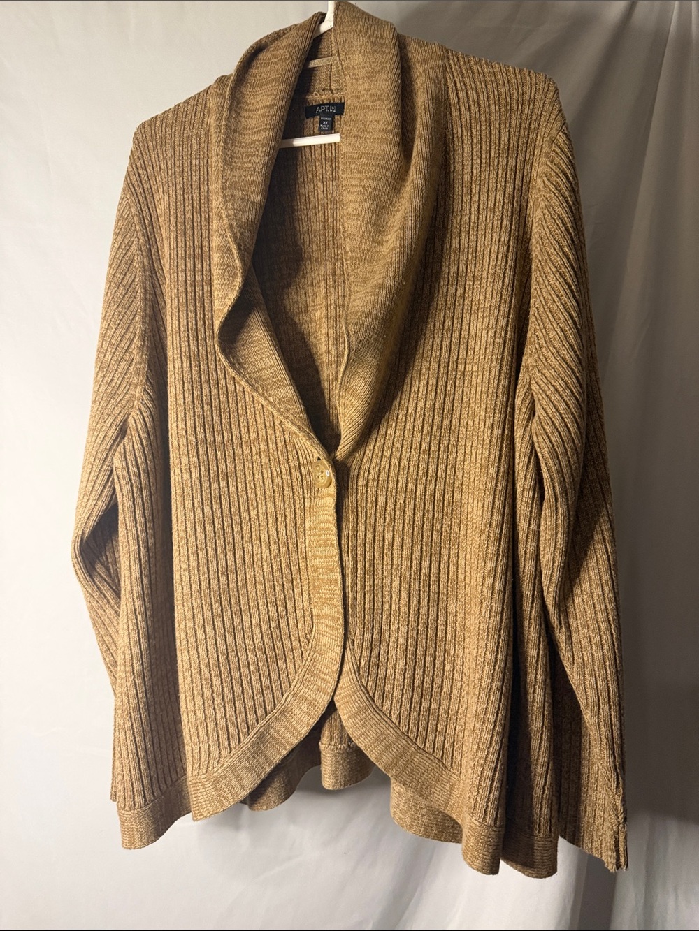 Apt. 9 Women's Ribbed Shawl Collar Cardigan in Camel